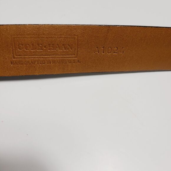 Cole Haan Belt Black Brown Men's Size 36/90 Genuine Leather Brass Buckle 1-1/4" - Picture 5 of 10